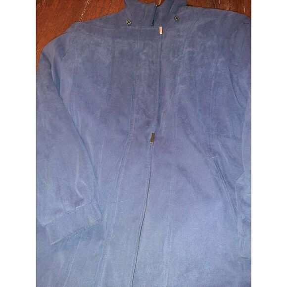 Large London Fog Blue Long Sleeve Front Zip Jacket Coat Drawstring Waist No Hood - Picture 2 of 7